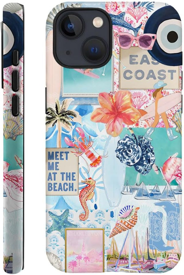 iPhone 14 Hybrid Case (Seashell Jellyfish Design)