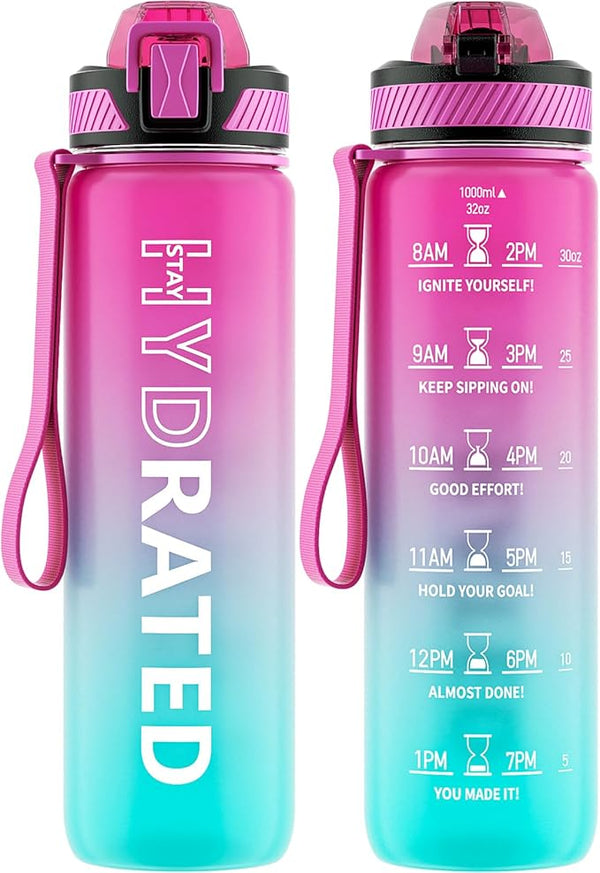 32oz BPA-Free Water Bottle with Straw & Time Markers