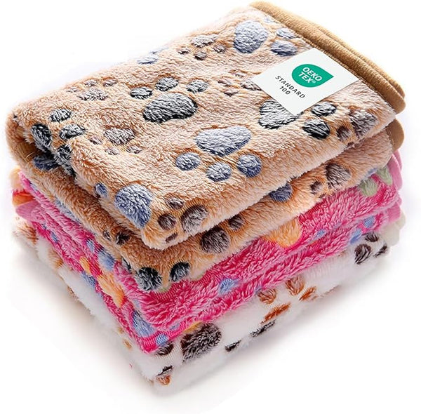 Luciphia 3-Pack Soft Fleece Pet Blankets for Dogs & Cats (Small)