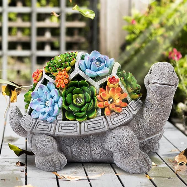 LESES Solar Turtle Garden Statue – 7 LED Lights Outdoor Decor